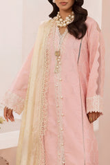 UAE -3 Piece Unstitched Embroidered Jacquard Suit with Burnout Raw Silk Dupatta FE-52078