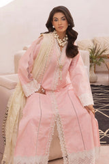 UAE -3 Piece Unstitched Embroidered Jacquard Suit with Burnout Raw Silk Dupatta FE-52078
