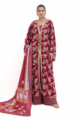 UAE -3 Piece Unstitched Gold Printed Polyestor Suit with Printed Sequins Stripe Dupatta  SP-42046