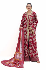 UAE -3 Piece Unstitched Gold Printed Polyestor Suit with Printed Sequins Stripe Dupatta  SP-42046