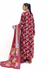 UAE -3 Piece Unstitched Gold Printed Polyestor Suit with Printed Sequins Stripe Dupatta  SP-42046