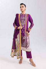 UAE -2 Piece Unstitched Embroidered Printed Cambric Shirt with Lawn Dupatta TCE-42003