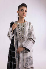 UAE -2 Piece Unstitched Embroidered Printed Cambric Shirt with Lawn Dupatta TCE-42004