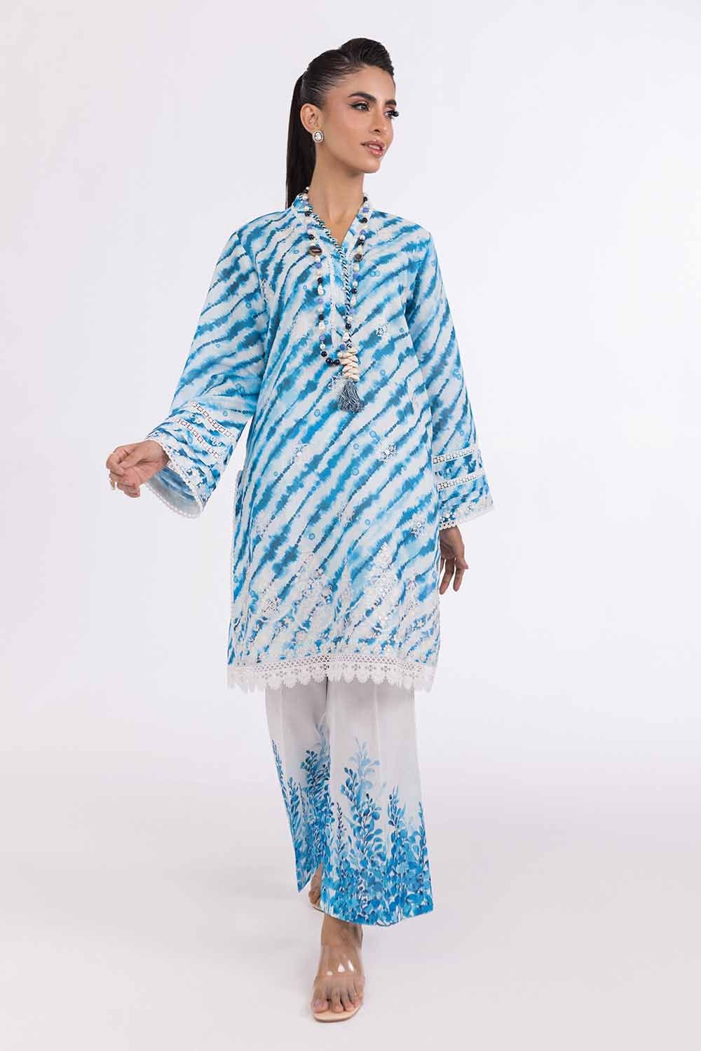 UAE -2 Piece Unstitched Embroidered Printed Cambric Suit with Printed Cambric Trouser TCE-42006