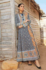 UAE -3PC Lawn Unstitched Foil Printed Unstitched Suit With Denting Lawn Dupatta DN-32091 B
