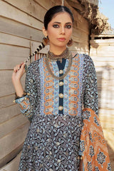 UAE -3PC Lawn Unstitched Foil Printed Unstitched Suit With Denting Lawn Dupatta DN-32091 B