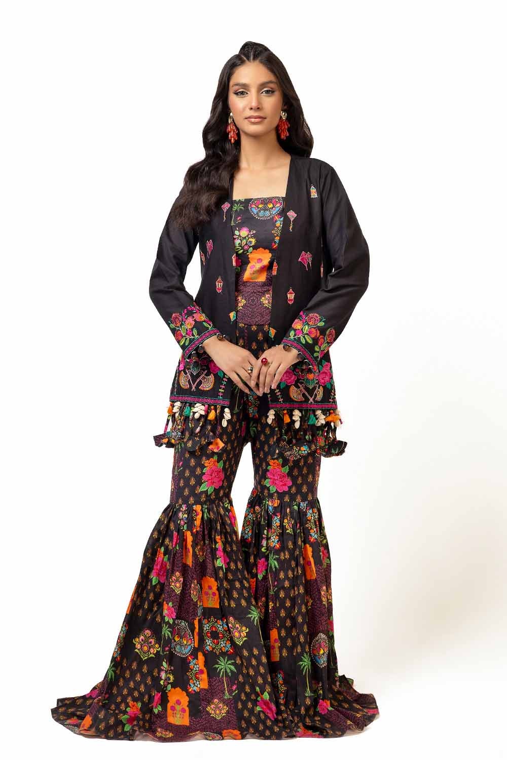 UAE -2 Piece Unstitched Embroidered Lawn Suit with Printed Lawn Trouser TL-42112