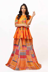 UAE -2 Piece Unstitched Embroidered Lawn Suit with Printed Lawn Trouser TL-42113