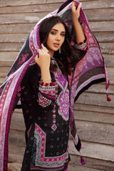 UAE -3PC Embroidered Lawn Unstitched Printed Suit With Denting Lawn Dupatta DN-32074 A