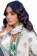UAE -3PC Unstitched Jacquard Printed Suit with Denting Lawn Dupatta MJ-42046