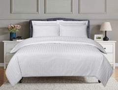 UAE -White Stripe Satin T-250 Quilt Cover Set 22B