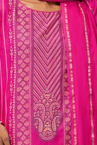 UAE -3 Piece Unstitched Lacquer Printed Stripe Karandi Suit with Yarn Dyed Dupatta YD-42001