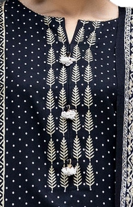 UAE -3 Piece Unstitched Gold and Lacquer Printed Arcylic Suit with Embroidered Lacquer Pashmina Dupatta AP-42021