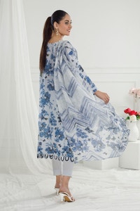 UAE -3 Piece Unstitched Printed Soya Silk Suit with Printed Chiffon Dupatta SY-52003