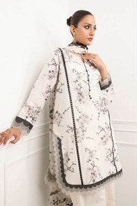 UAE -3 Piece Unstitched Printed Soya Silk Suit with Printed Chiffon Dupatta SY-52001