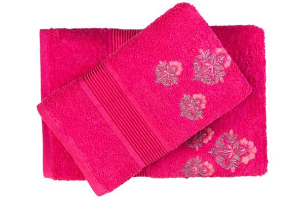 UAE -Fuchsia 3PC Embroidered Towel Set