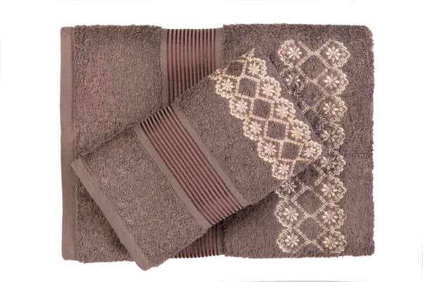 UAE -Grey 3PC Embroidered Towel Set