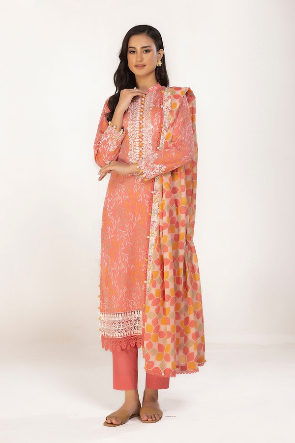 UAE -3 Piece Unstitched Embroidered Printed Lawn Suit CL-52001
