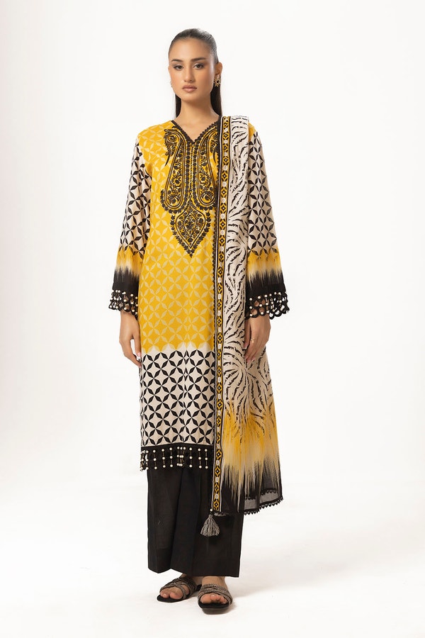 UAE -3 Piece Unstitched Embroidered Printed Lawn Suit with Printed Lawn Dupatta CL-52316