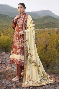 UAE -3PC Embroidered Digital Printed Karandi Unstitched Suit AY-32036