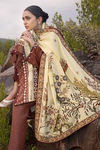 UAE -3PC Embroidered Digital Printed Karandi Unstitched Suit AY-32036