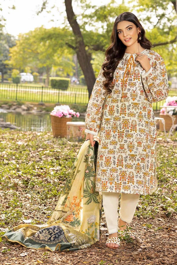 UAE -3PC Printed Lawn Unstitched Suit CL-32514