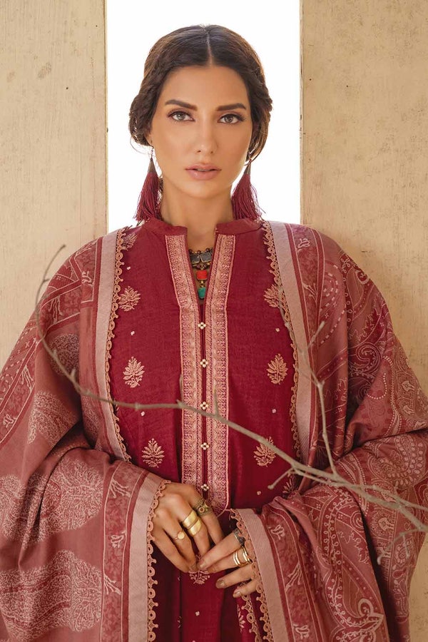 UAE -3PC Embroidered Khaddar Unstitched Suit with Jacquard Dupatta MJ-32073