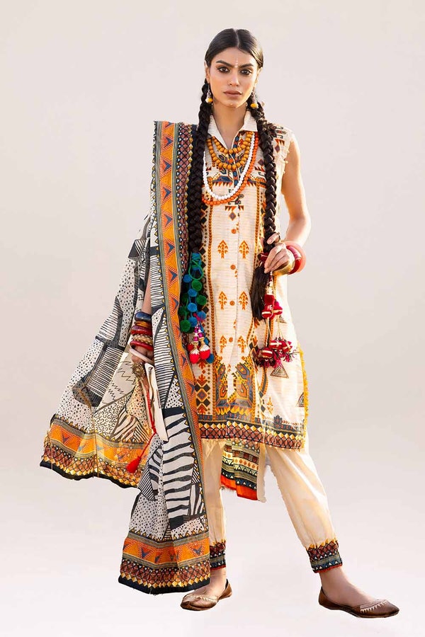 UAE -3PC Unstitched Printed Lawn Suit CL-42236