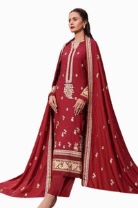 UAE -3PC Embroidered Linen Unstitched Suit LT-32012