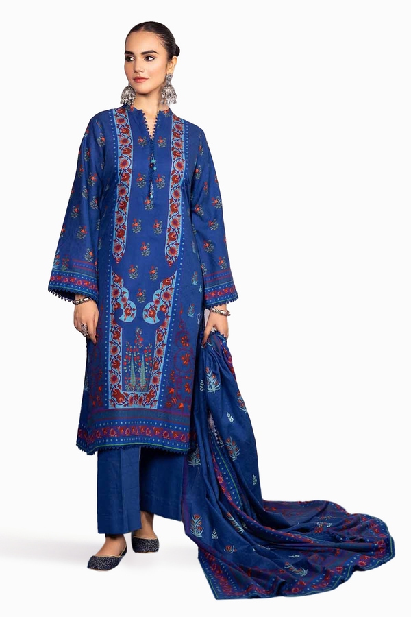 UAE -3PC Khaddar Printed Unstitched Suit K-32018
