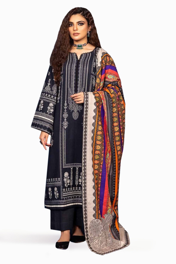 UAE -3PC Khaddar Printed Unstitched Suit K-32033
