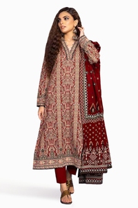 UAE -3PC Khaddar Printed Unstitched Suit K-32035 B