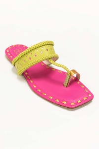 UAE -Women Pink-Green Plain Ethnic Kolhapuri IDFT-SS22-49