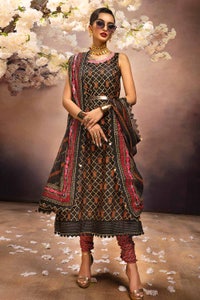 UAE -3PC Embroidered Gold and Lacquer Printed Lawn Suit with Cotton Net Dupatta CN-32027