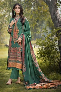 UAE -3PC Digital Printed Karandi Unstitched Suit with Embroidered Neckline on Organza AY-32010