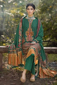 UAE -3PC Digital Printed Karandi Unstitched Suit with Embroidered Neckline on Organza AY-32010