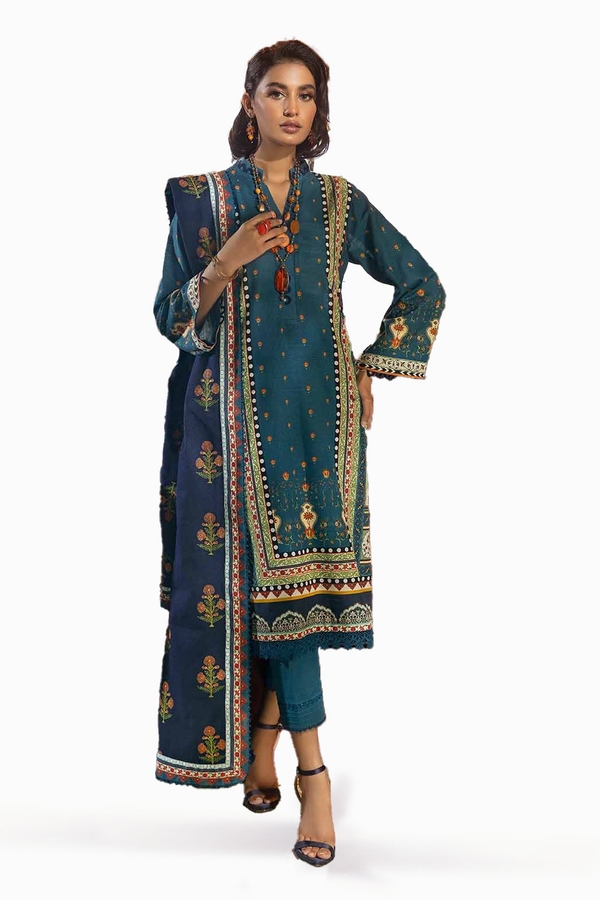 UAE -3PC Embroidered Khaddar Unstitched Suit K-32019