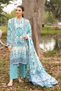 UAE -3PC Printed Lawn Unstitched Suit with Denting Lawn Dupatta DN-32107 A