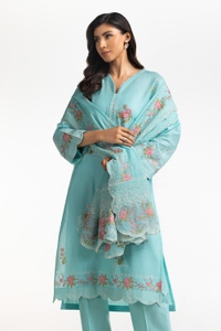 UAE-3PC Lawn Embroidered Suit IUSTKSD-499