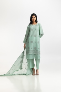 UAE-3PC Lawn Embroidered Suit IUSTKSD-574