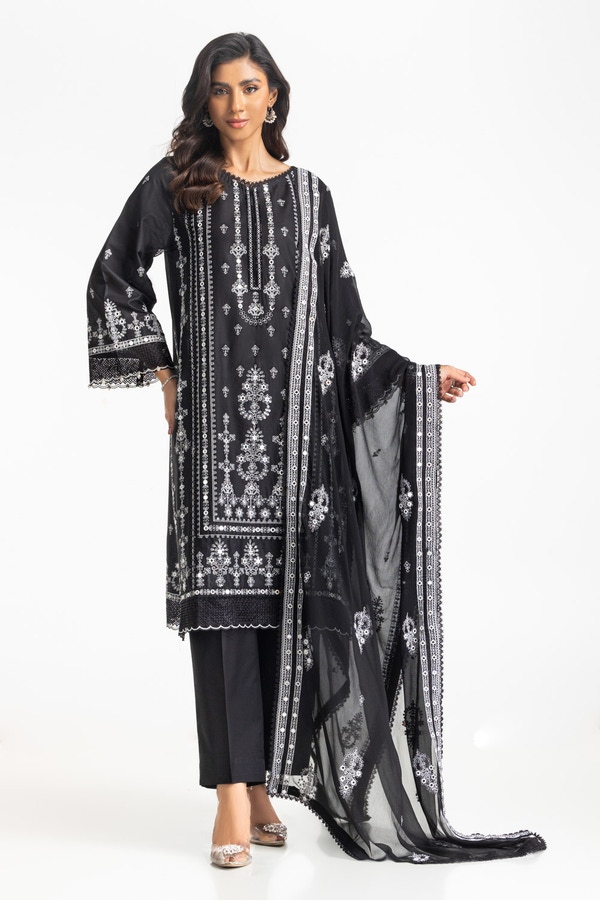 UAE-3PC Lawn Embroidered Suit IUSTKSD-575