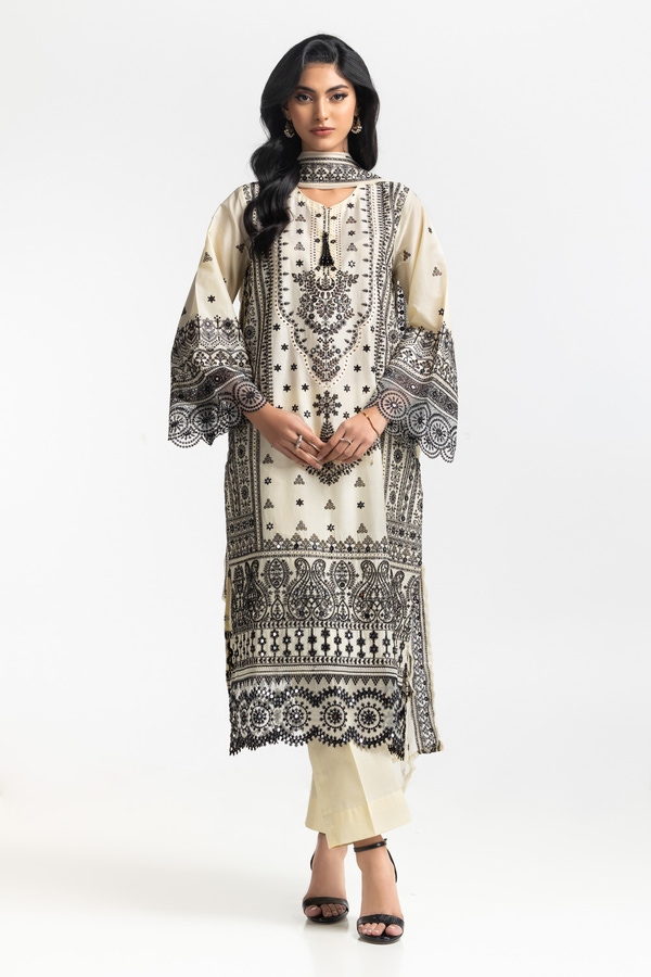 UAE-3PC Lawn Embroidered Suit IUSTKSD-581
