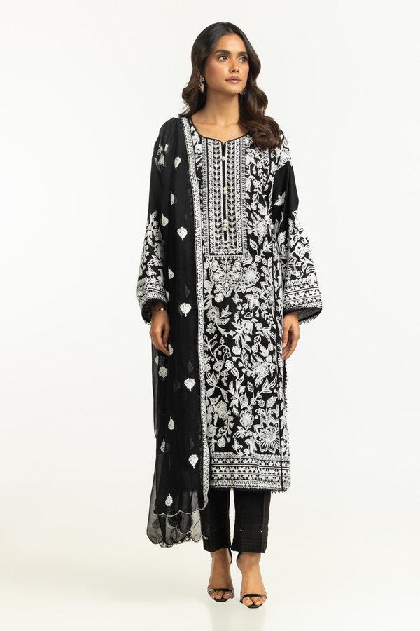 UAE-3PC Lawn Embroidered Suit IUSTKSD-670