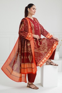 UAE-3PC Lawn Gold Printed Suit IUSTKSD-412