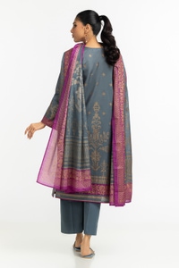 UAE-3PC Lawn Gold Printed Suit IUSTKSD-458