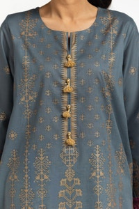 UAE-3PC Lawn Gold Printed Suit IUSTKSD-458