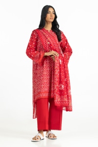 UAE-3PC Lawn Gold Printed Suit IUSTKSD-561