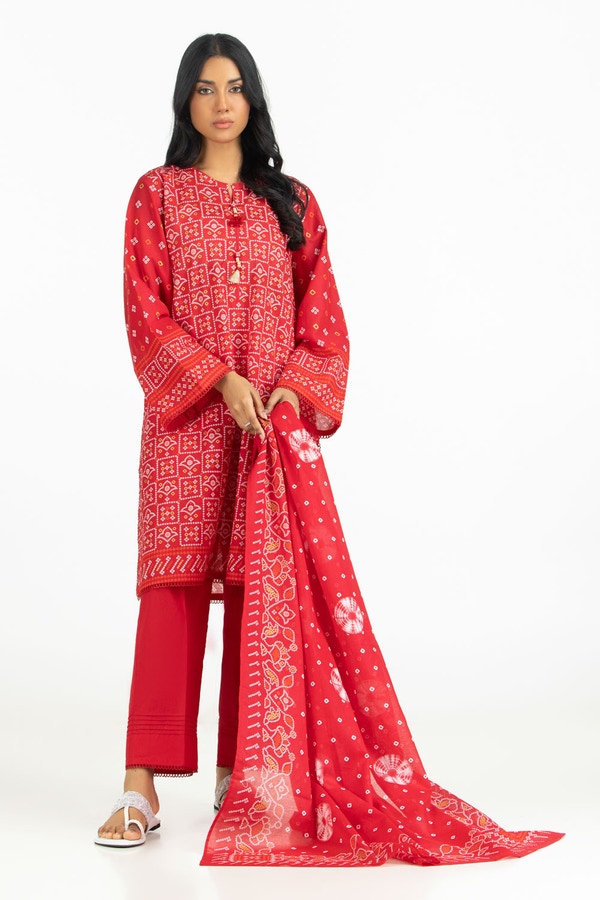 UAE-3PC Lawn Gold Printed Suit IUSTKSD-561
