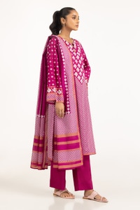 UAE-3PC Lawn Gold Printed Suit IUSTKSD-599