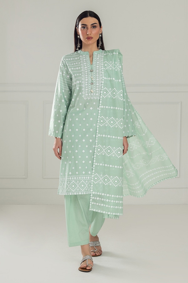 UAE-3PC Lawn Lacquer Printed Suit IUSTKSD-500